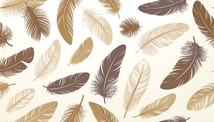 Seamless pattern of various feathers