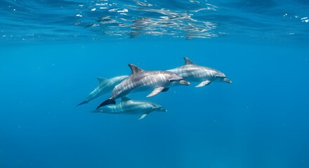 Fototapeta premium Dolphins swimming underwater