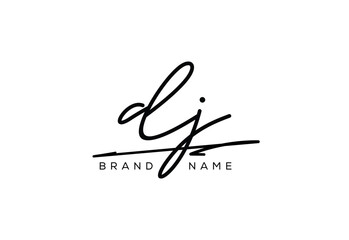 DJ letter elegant cursive beauty handwriting logo.