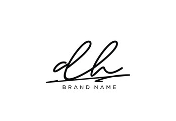 DH letter elegant cursive beauty handwriting logo.