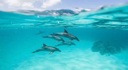 Fototapeta premium Dolphins swimming underwater