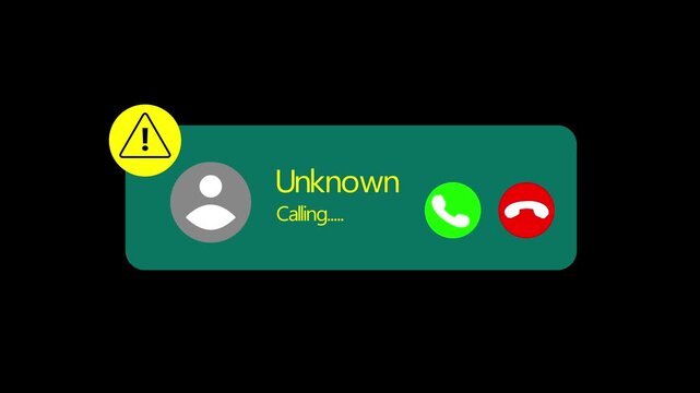 Unknown caller icon with smartphone and incoming call symbol with black background. Caller icon animation.