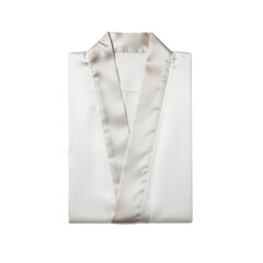 Folded luxury white silk bathrobe isolated
