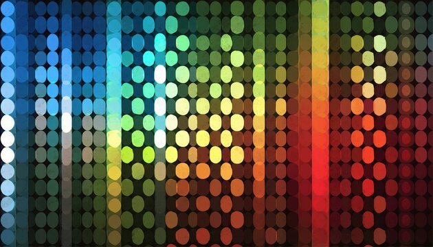 colorful abstract light grid with glowing circular pattern in rainbow hues creating vibrant futuristic wallpaper background - Powered by Adobe