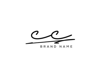 CC letter elegant cursive beauty handwriting logo.