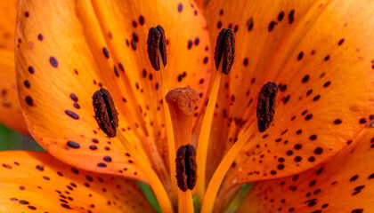Intricate Orange Lily Blossom Detail, Vibrant Floral Center Display
