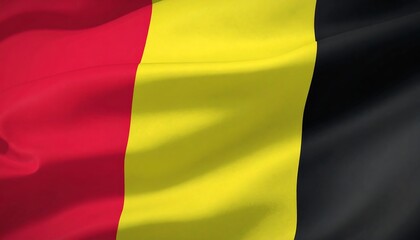 Obraz premium A close-up view of a flag with vertical bands of red, yellow, and black, gently rippling in the breeze. 
