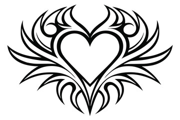 Black tribal heart shape with wing-like flourishes tribal heart tattoo heart design