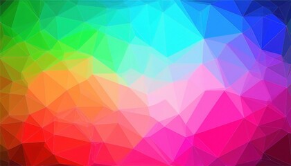 Obraz premium vivid polygonal rainbow gradient abstract background with geometric low poly texture in bright spectrum colors for wallpaper or banner