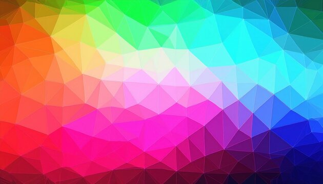vivid polygonal rainbow gradient abstract background with geometric low poly texture in bright spectrum colors for wallpaper or banner
