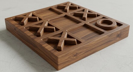 Wooden Tic Tac Toe Game Board Classic Strategy Play.