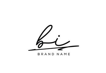 BI letter elegant cursive beauty handwriting logo.
