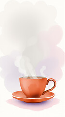Fototapeta premium Watercolor image of a cup of tea or coffee on a light background.