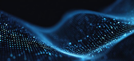 Abstract digital wave of glowing particles