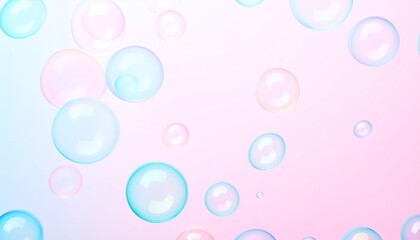 Floating Translucent Bubbles on Pastel Mesh Background