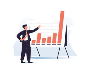 Fototapeta premium Present company growth, boost profit or increase revenue, success investment or growing sales, report or improvement