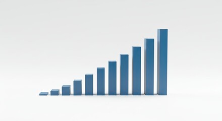 Growing Blue Bar Graph on White Background Showing Progress