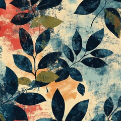 Abstract Leave design. Pattern with leave seamless. Grunge textured abstract art vector with flower and plants in watercolor style