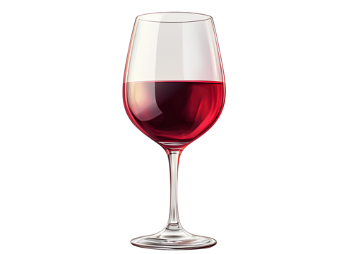 a vector illustration of a realistic glass of red wine, isolated on a transparent background.