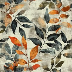 Abstract Leave design. Pattern with leave seamless. Grunge textured abstract art vector with flower and plants in watercolor style