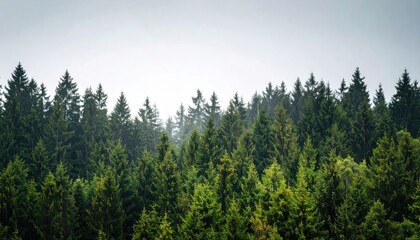 Obraz premium Forest Landscape Green Trees Misty Atmosphere