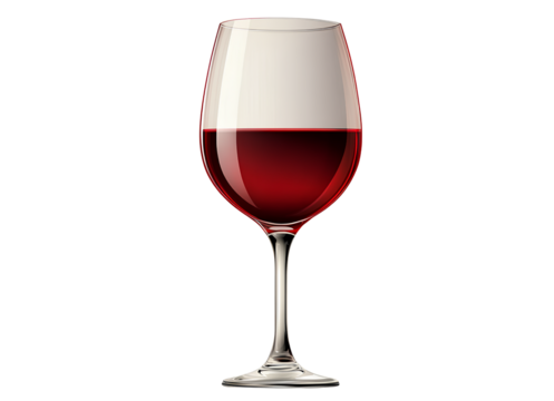 a vector illustration of a realistic glass of red wine, isolated on a transparent background.