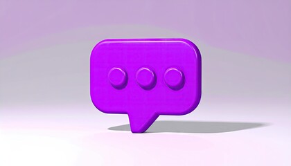 Purple 3D Clay Chat Bubble Icon with Dots