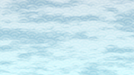 薄く雲がかった青海波の背景_16:9/4Kサイズ