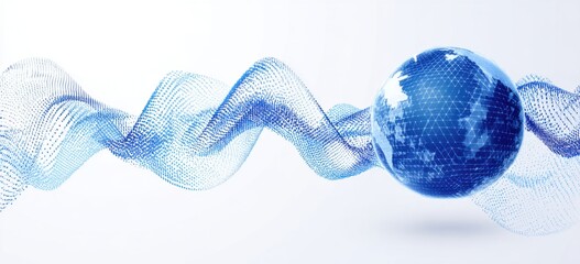 Abstract globe with flowing blue lines