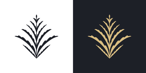 Elegant logo template, emblem design with plant elements. Luxury vector pattern