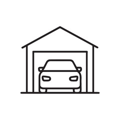Fototapeta premium Car in Garage Icon - Vehicle Storage