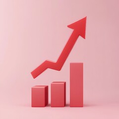 Concept of sales symbol icon with realistic 3d arrow moving up