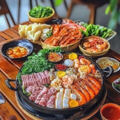 Vietnamese Combo Traditional Food with Seafood Hotpot