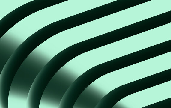 Contemporary Geometric Waves with Smooth Curved Surfaces in Green Gradient - Perfect for Technology and Business Presentations