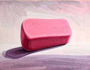 Pink rectangular object on a muted background