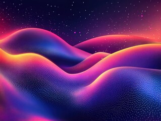 Abstract design wallpaper with moving color waves in neon pink purple orange tones for graphic design