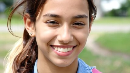 Smiling girl outdoors