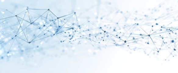 Fototapeta premium Abstract network of interconnected points and lines. A light blue, soft focus design