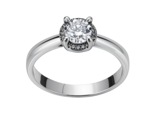 Antique uncut diamond polki ring in a circular setting, isolated PNG