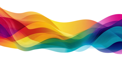 Abstract gradient rainbow ribbon waves pattern vector isolated on transparent background 