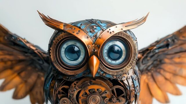 Steampunk Owl A whimsical mechanical bird creature