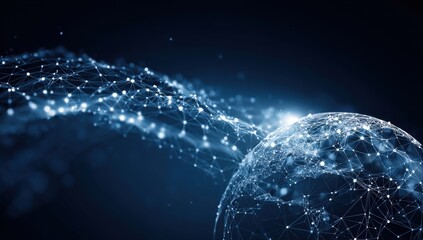 Abstract globe with interconnected network.  A digital representation of the earth