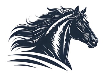 Horse portrait vector illutration, silhouette drawin