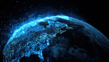 Digital Earth, glowing continents