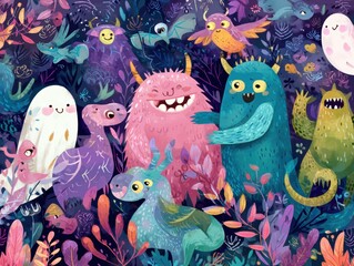 Cute Halloween seamless pattern