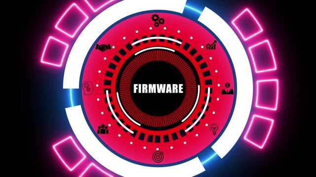 Futuristic Digital Interface with FIRMWARE Text and Technology Icons firmware