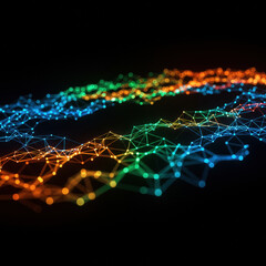 Obraz premium Abstract network connections illuminate digital space, creating mesmerizing visual, conveying sense of technological wonder and complex system