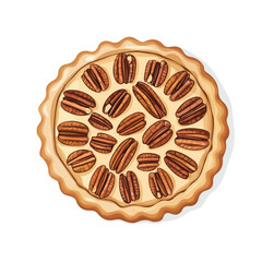 Minimal flat vector of a Pecan Pie, 2D icon-style illustration on white background