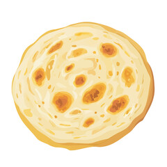 Flat 2D Roti Canai illustration, vector graphic in icon style, on white background