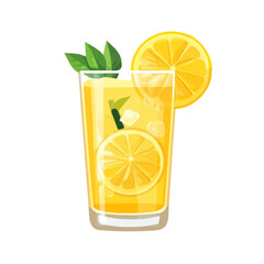 2D flat vector illustration of a Lemon Spritzer in icon style, isolated on white background